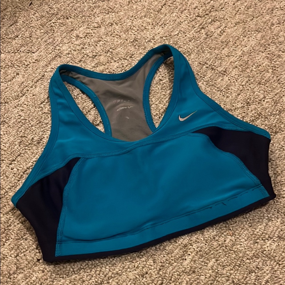 Nike Women’s Small Teal & Navy Racerback Sports Bra Built-In Cups